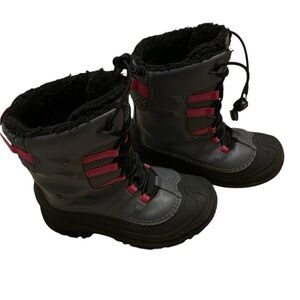Columbia Newton Ridge Kids/Youth Gray Pink Omni-Heat Snow Boots Size 2